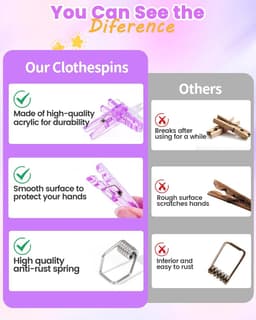 Wasknijpers - Klemmetjes Knijpers - Babyshower Versieren - Helder Paars - 60 stuks - Paars — thumbnail 5