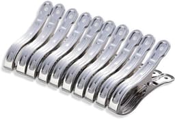 Grote Wasknijpers - Handdoek Clips - Kleding Drogen - Roestvrij Staal - 10 Stuks 8 cm - Zilver — thumbnail 1