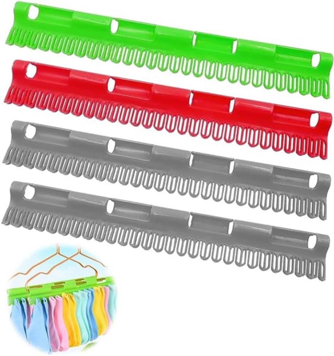 Sokken Droogrek – 4 Stuks – Winddichte Kledinghangers met Klemmen – Voor Sokken, Ondergoed, Handdoeken en Kleding – Kunststof — afbeelding 1