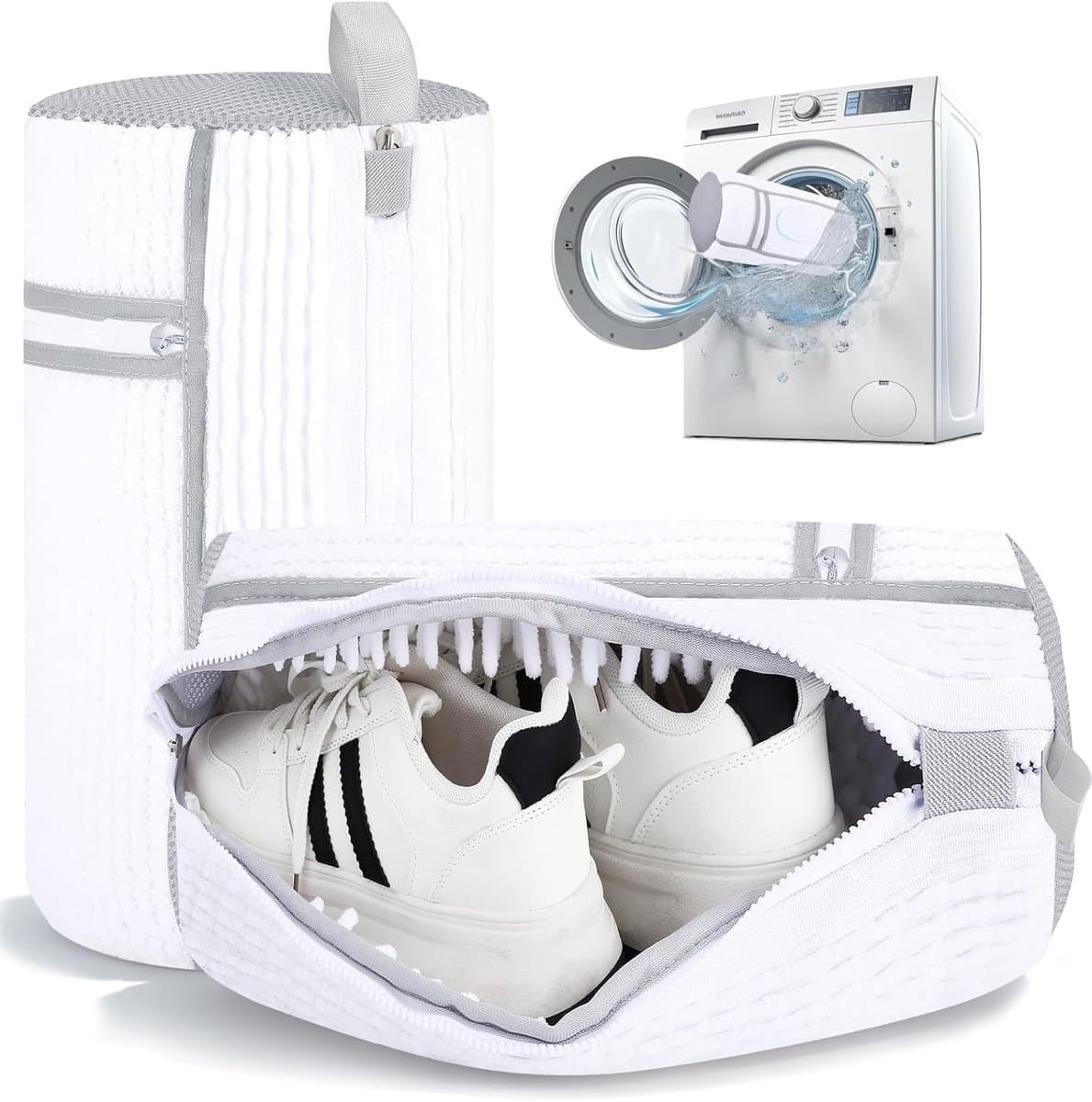 Waszakken, wasmachine, 40 × 20 cm, herbruikbare L-vormige ritssluiting, grote opening, schoenenzak, waszak, schoenen met netvak voor inlegzool — afbeelding 1