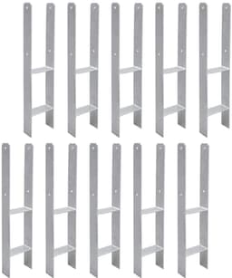 H-paalanker 10 stuks - Paaldrager grondanker - Houtbouw projecten - Corrosiebestendig staal - 600 mm lengte - Grijs — thumbnail 1