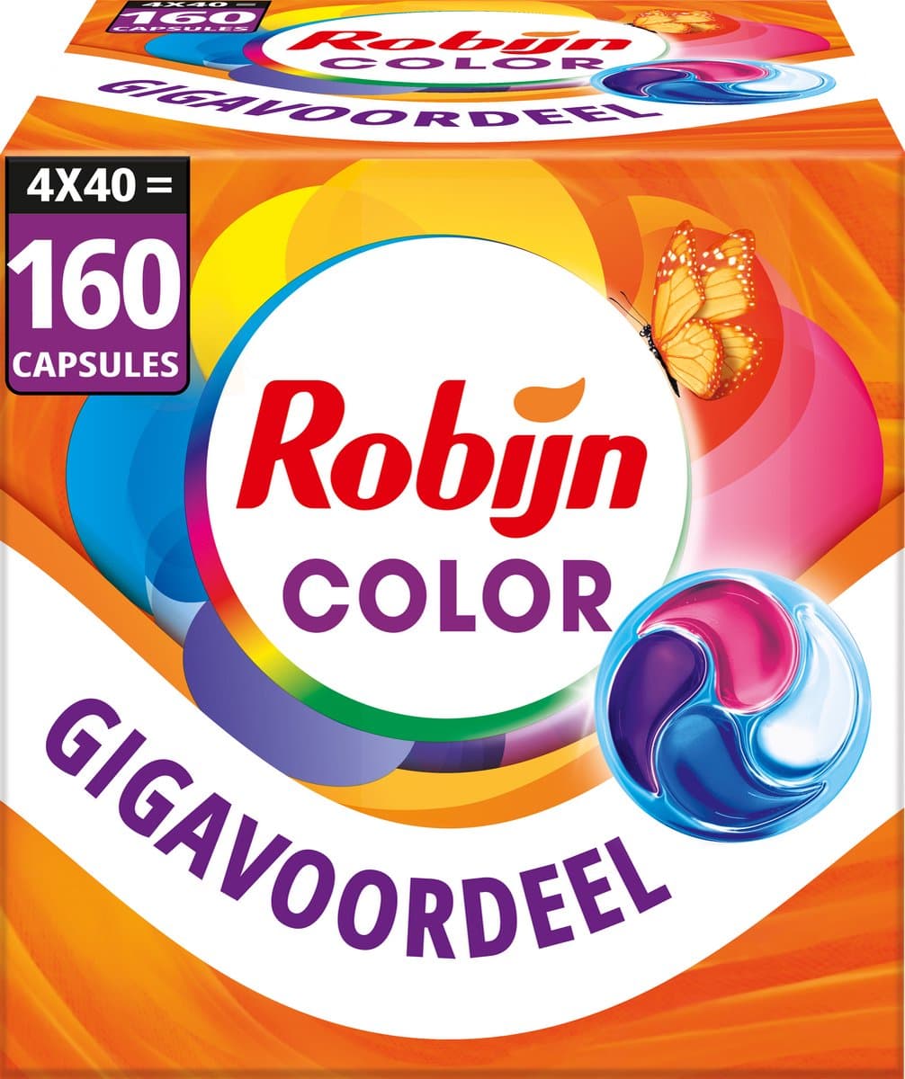Robijn Wasmiddel - 4-in-1 Wascapsules - Color - 4 x 40 stuks - 160 Wasbeurten - Voordeelverpakking — afbeelding 1