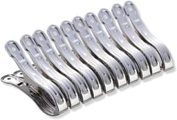 Grote Wasknijpers - Handdoek Clips - Kleding Drogen - Roestvrij Staal - 10 Stuks 8 cm - Zilver — thumbnail 1