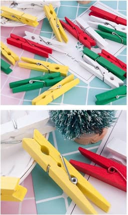 Houten Wasknijpers - Kleurrijke Clips - Foto's Ophangen - Groot Pakket 200 Stuks - 7.2 cm - Veelkleurig — thumbnail 2