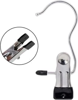 12-delige RVS waslijnhaakclips - draagbare kledingclips voor op reis, geschikt voor kleding, schoenen, handdoeken en overige items om op te hangen — thumbnail 2