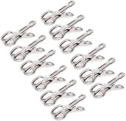 Dailygoods- Handdoekclips Winddicht - Roestvrij Staal - 12 Stuks - 8,5 cm - Geschikt voor Ligstoelen - Grove Opening - Ideaal voor Strand - Strandclips — thumbnail 1