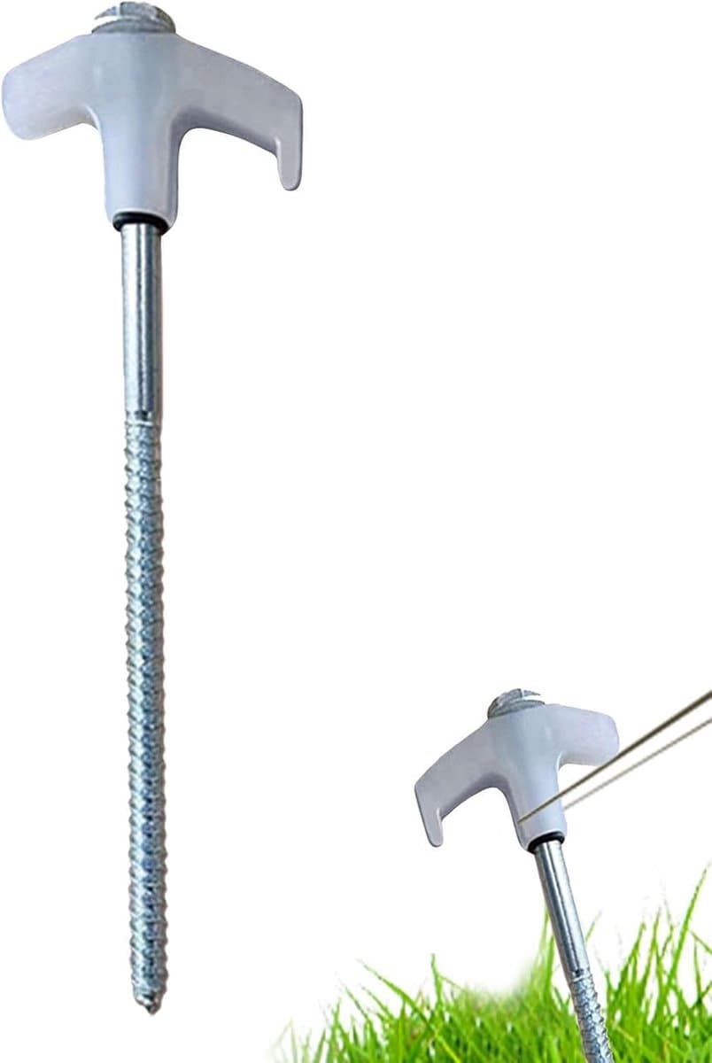 Grondankers inschroefbaar - Tentharingen Heavy Duty - Outdoor Verankering - Glow In The Dark - 20 cm - Wit — afbeelding 1
