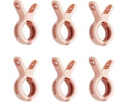 Strandhanddoekclips - 6 stuks - Grote Wasknijper - Quiltclips - Wasknijpers - Grote Knijpers - Handdoekknijpers - Strandlaken Knijpers - Handdoek Klemmen - Strandlakenclip voor strandstoel - Winddicht - Voor badhanddoek, beddengoed en kleding - Roze