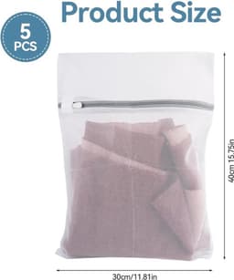 Thijox - 5 Stuks Wasnet voor Wasmachine 30x40 cm - Fijnmazige Waszak met Verborgen Ritssluiting - Ideaal voor Jeans, Blouses en Babykleding - Bescherm — thumbnail 2