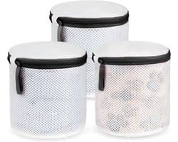 SnelShoppen - Flintronic Waszak Set van 3 - Mesh Waszakken voor Kleding, Ondergoed, Babykleding, Zwart, Herbruikbaar met Rits, Bescherming tegen Schad