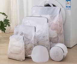 Waszakjes met rits - Waszakje bh - Waszakjes set - 3D beschermende wasnetten - BH Waszakken - Beschermende Waszak voor Delicate Kleding, Ondergoed en Reizen - Wit - 6 stuks — thumbnail 1