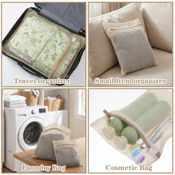 Set van 2 Katoenen Wasnetjes voor Delicate Kleding, Ademend en Met Rits voor Lingerie, Ondergoed en Sokken - Maten 15,75x12 cm en 7,87x12 cm — thumbnail 3