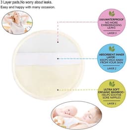 PINOWU Voedingspads - 10 wasbare pads + natte tas + waszak, borstvoeding tepelkussentjes (groot 11,9 cm) — thumbnail 3