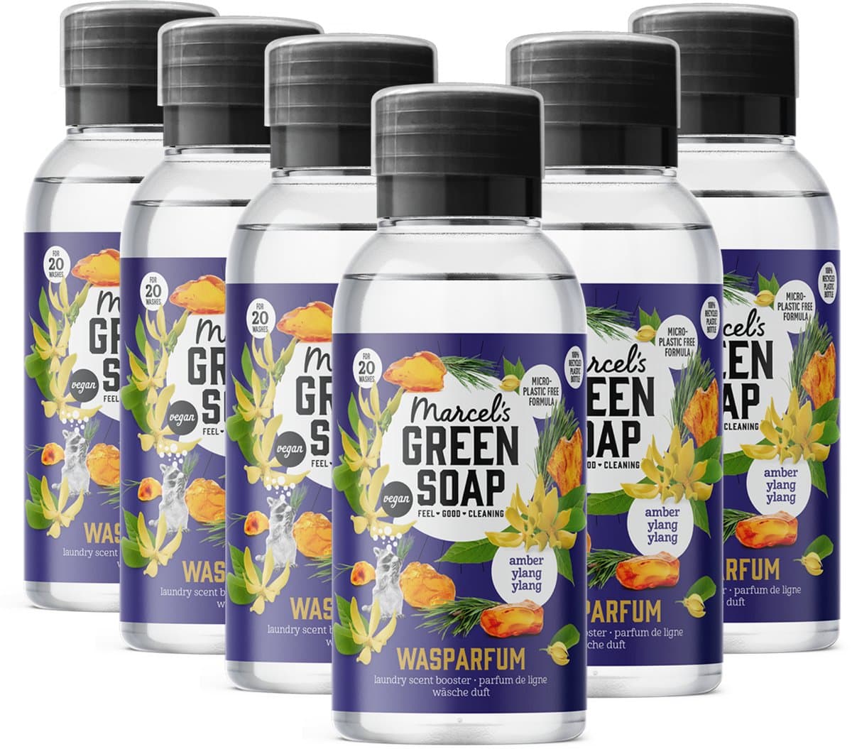 Marcel's Green Soap Wasparfum - Amber & Ylang Ylang - 6 x 250ml - 120 wasbeurten — afbeelding 1