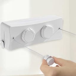 - Uittrekbare Kledinglijn - Verstelbare Dubbele Touw - Roestvrijstaal - 5.1m Lang - Wandmontage Kledinglijn - Geschikt voor Balkon en Badka... — thumbnail 4