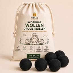 Drogerballen XL - 6 Stuks - 100% Nieuw-Zeelandse Schapenwol - Herbruikbare Wasdrogerballen - Natuurlijk Alternatief voor Wasverzachter - Helpt Droogtijd te Verkorten & Energie te Besparen - Inclusief Gratis Lavendel Geurolie - Zwart — thumbnail 1