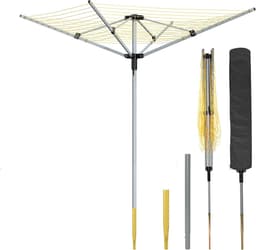 Buiten droogmolen met basis, beschermhoes en 50 m lange waslijn, ideaal voor balkon en tuin, opklapbare droogrek in parasolvorm — thumbnail 1