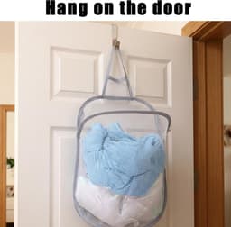 Hangende wasmand - 2 stuks - wasmand aan de muur met zelfklevende haken - waszak om op te hangen - voor hotels, camping en gebruik thuis — thumbnail 5