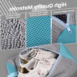 Herbruikbare waszak voor schoenen, wasmachine, 360° reiniging, grijze waszakken voor sneakers, set van 2 stuks — thumbnail 4