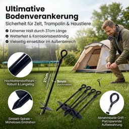 Grondanker 37 cm - Heavy duty koolstofstaal - Spiraalvormig - Weerstaat sterke wind - ShopVlot — thumbnail 4