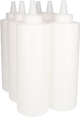 6 x Knijpbare Doseerfles 750 ml wit met Tuitdop naturel- BPA Vrij - Niet Breekbaar - Plastic Flesjes Navulbaar - Met Dop - Lege Flessen - 6 stuks — thumbnail 1