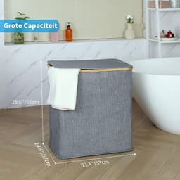 Lìon® Wasmand - 140L - Wasmanden - Wasmand 2 Vakken - Grijs - 44cm x 33cm x 4cm — thumbnail 5