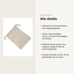 Reiswaszak Katoen - Opbergtas voor Vuile Kleren - Multifunctioneel - Lichtgewicht - Duurzaam - Zacht en Huidvriendelijk (30 * 40cm) - Waszak — thumbnail 4