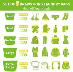 Wasnet voor wasmachine, waszak met koordstopper, fijne mesh waszak voor beha, sokken, schoenen, jeans, blouse, babykleding, koffer — thumbnail 4