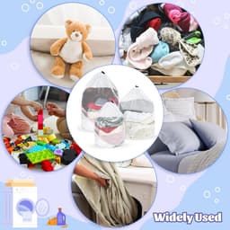 6 stuks waszakken, 50 x 60 cm, 40 x 50 cm, 30 x 40 cm, wasnet voor wasmachine met trekkoord, herbruikbaar wasnet, groot, waszak van netstof voor thuis, reizen, hotel, studentenhuis — thumbnail 2