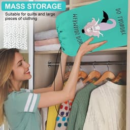 Extra Grote Waszak 61 × 91 cm, Vouwbare Opbergzak voor Vuile Kleding, Trekkoord Sluiting, Duurzaam en Handig voor Reizen, Badkamer, Slaapkamer en Studentenhuis - Groene Zeemeermin — thumbnail 3