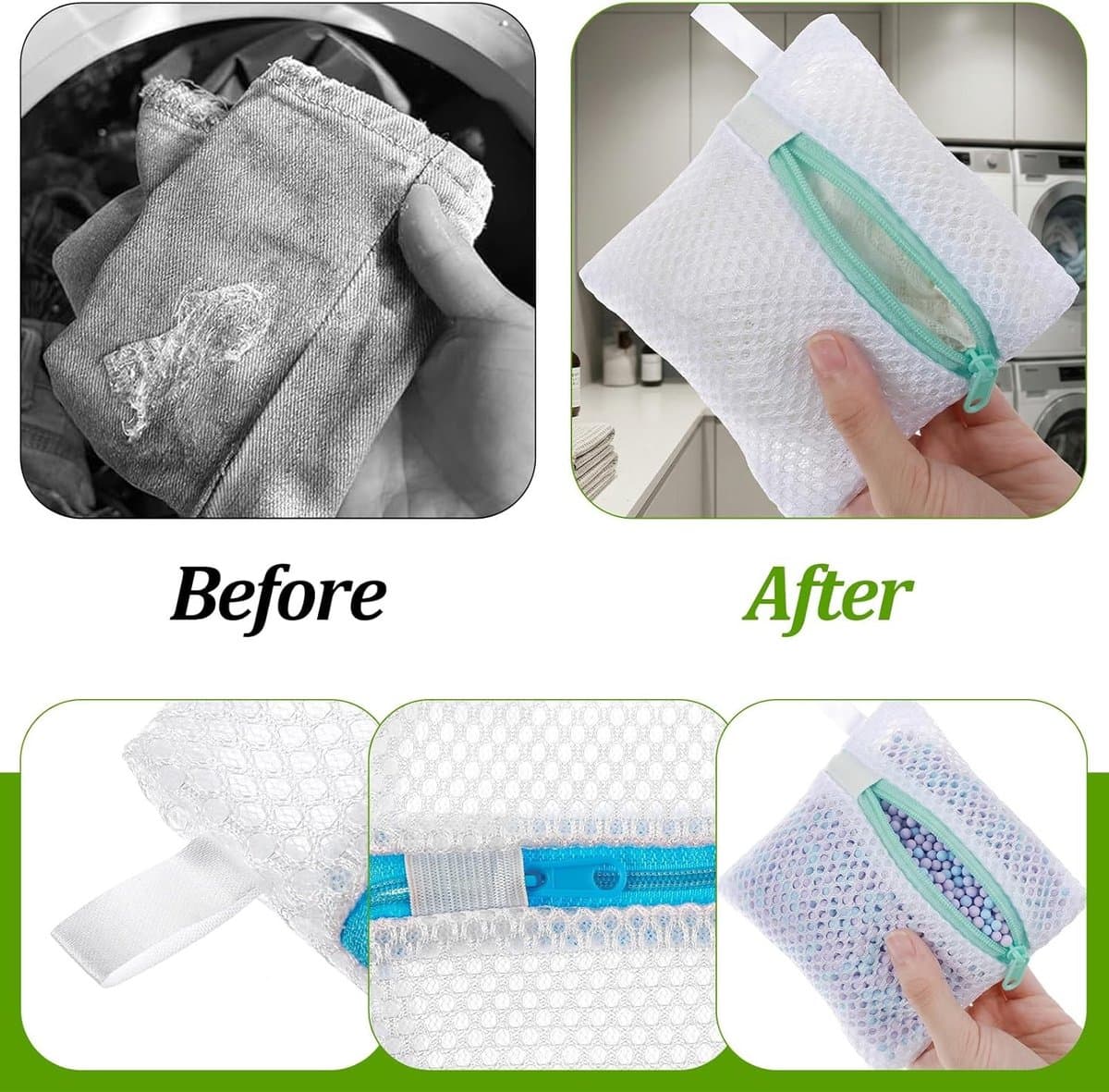 5 Stuks Kleine Mesh Waszakken, Duurzame Polyester Opbergzakken voor Geurige Parels, Reiswas Organizer, Bescherming voor Delicate Kleding — afbeelding 1