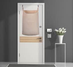 wasmand, deur opknoping waszak met haken (beige, 65 liter) — thumbnail 3