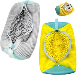 Wasmachine 2 Delen (grijs/Geel), Herbruikbare Sneaker Waszak met rits voor het wassen van schoenen, waszak Mesh schoenen — thumbnail 1