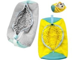 Wasmachine 2 Delen (grijs/Geel), Herbruikbare Sneaker Waszak met rits voor het wassen van schoenen, waszak Mesh schoenen