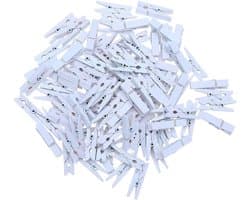 3,5 cm stevige witte houten mini wasknijper fotoclips pak van 100