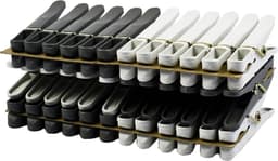 Wasknijpers, kunststof, recyclebaar, gemaakt in Frankrijk, uv-bestendig, zwart en wit, 36 stuks — thumbnail 1