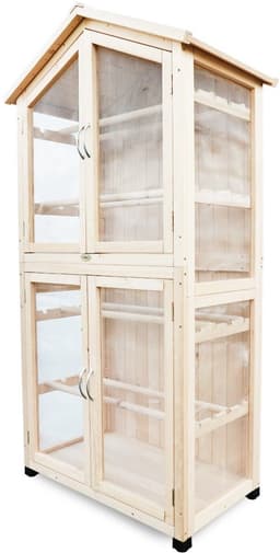 SnelShoppen - Droogkast voor Ham, Gedroogde Vruchten en Kruiden - Natuurlijke Hout - 86x50x165 cm - 8 Ronde Stangen - Insectenbestendig - Hoogteverste — thumbnail 1