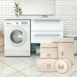 SnelShoppen - Net Wasgoed Gaaszakken Dubbel Laag Dikke Waszakken met Rits 4 Stuks (Beige) voor Kleding, Bescherming, Wasmachine, Droger, Duurzaam, Wat — thumbnail 2