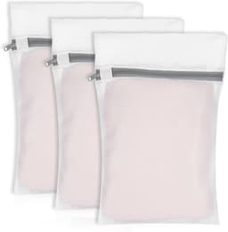 SnelShoppen - 3x Wasnetjes 30x40cm, Waszak voor Wasmachine, Waszak met Rits, Wit met Roze Accenten, Bescherming voor Kleding — thumbnail 1