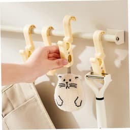 Wasknijpers Met Clips - Washaken Hanger - Kleding Drogen - Zware Dienst - 12.50X3.50X2.00CM - Beige — thumbnail 4