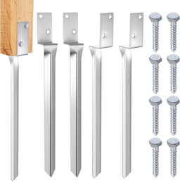 SnelShoppen - Set van 4 Indrijfankers voor Houten Palen, 44cm Grondhuls, L-vormig Grondanker van Koolstofstaal voor Schommelpalen, Tuin en Buiten — thumbnail 1