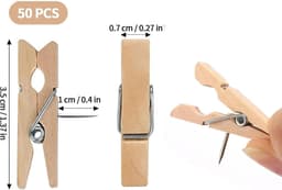 Houten knijpers - Prikspelden punaises - Handwerk en kantoor - Natuurlijk hout materiaal - 50 stuks - Natuurlijk — thumbnail 4