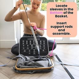 Wasmand met deksel - Kledingmand Sorteer - Kleding Sorteren - Dubbele Compartimenten - 100 Liter - Roze — thumbnail 4