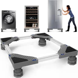 Onderstel Wasmachine - Verrijdbaar Onderstel - Apparaten Verplaatsen - Verstelbare Afmetingen - 42-65cm Breed - Grijs — thumbnail 1