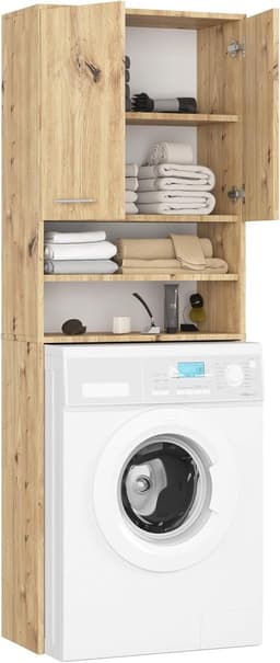 Wasmachine ombouwkast - Hoge badkamerset - Ruimte benutten - Met 2 deuren - 64 x 180 cm - Artisan-eiken — thumbnail 4