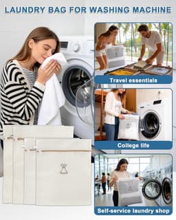 SnelShoppen - Waszakken voor Wasmachine 4 Stuks, Versterkte Wasnetten met Rits, Dikke en Duurzame Herbruikbare Waszakken voor Ondergoed, Sokken en Del — thumbnail 4