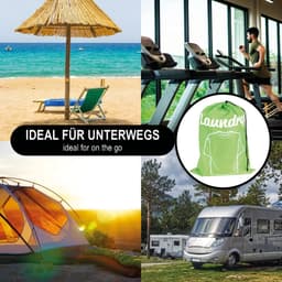 Thijox - 2 x Waszak voor Reizen - Opvouwbare Vuile Wasverzamelaar met Trekkoord - 69 x 50 cm - Groen/Antraciet - Ideaal voor Vakantie, Camping en Spor — thumbnail 2