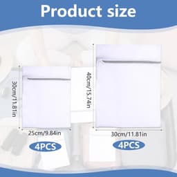 Thijox - Waszak voor wasmachine set van 8 stuks – Fijne waszakken 30x20 cm & 30x40 cm – Witte wasnetten voor lingerie, sokken, babykleding, herbruikba — thumbnail 3