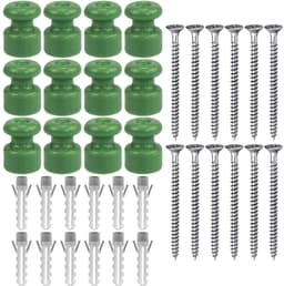Thijox - Isolatoren van Porselein voor Gevlochten Textiel Kabels, Glanzend Groen Ø18mm, Verpakking van 12 Stuks, Perfect voor Tuin, Feest en Creatieve — thumbnail 1