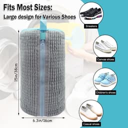 Thijox - Set van 2 Waszakken voor Schoenen, Herbruikbaar en Anti-Vervorming, 360° Schoonmaak met Verborgen Ritssluiting, Polyester-Nylon, 39 x 19 cm, — thumbnail 3